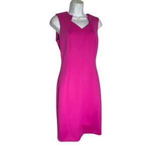 Calvin Klein Women's Hot Pink Hibiscus Scuba Sheath Dress PERFECT 🩷🩷